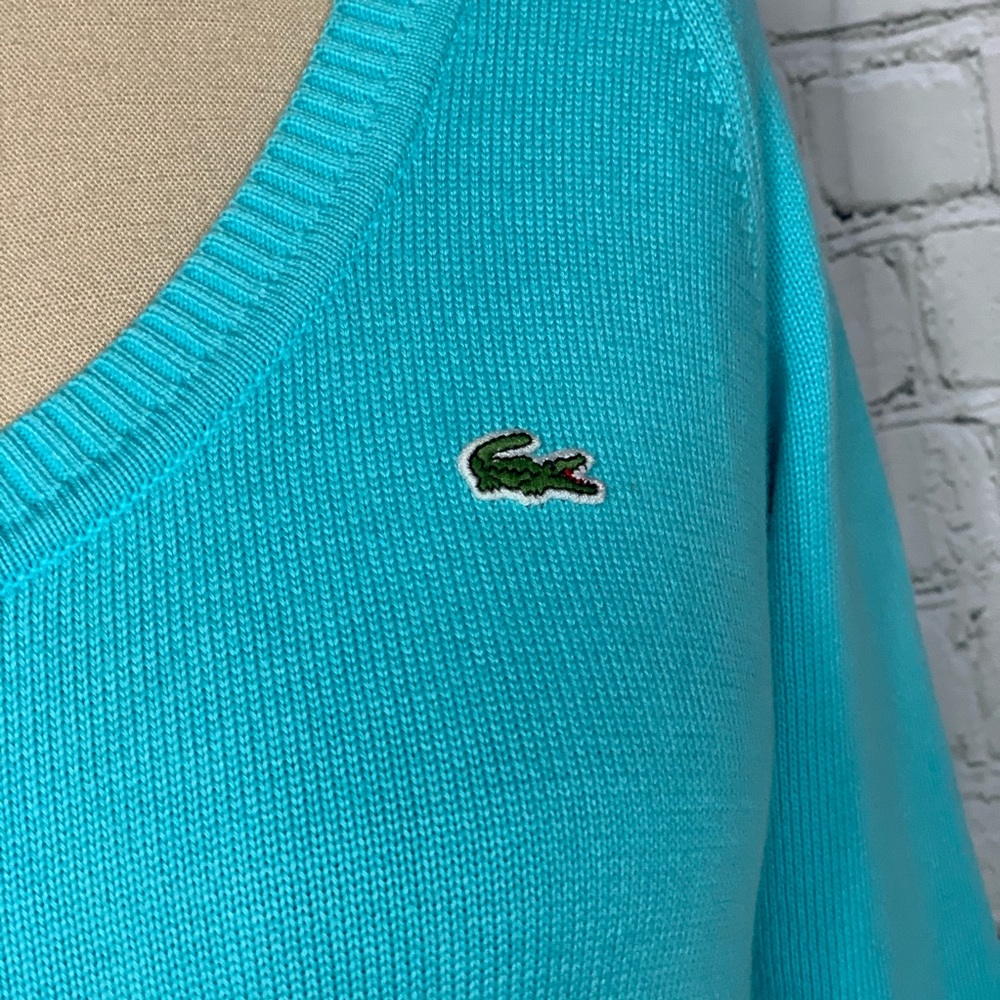 Lacoste Turquoise Blue Scoop Neck Sweater